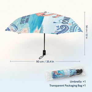 Grammingo Flamingo Umbrella for Grandma, Funny Flamingo Beach Umbrella, Coastal Gift for Grandma, Waterproof Travel Umbrella - FlamingoAholic