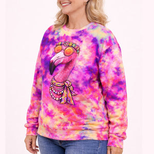 Groovy Tie - Dye Hippie Flamingo AOP Sweatshirt & Tee - Ultimate Comfort Apparel - FlamingoAholic