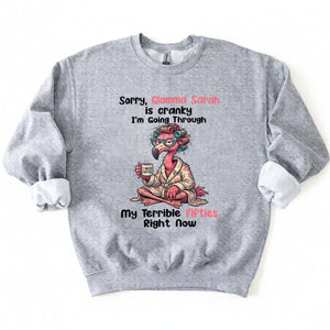 Grumpy Personalized Flamingo Shirt for Women Over 50 - Custom Glamma Fifties Coffee Tee - FlamingoAholic