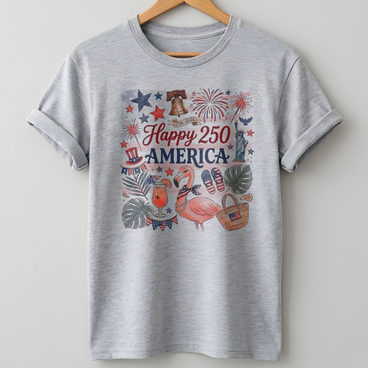 Happy 250 America 1776-2026 Flamingo July 4th Shirt - FlamingoAholic