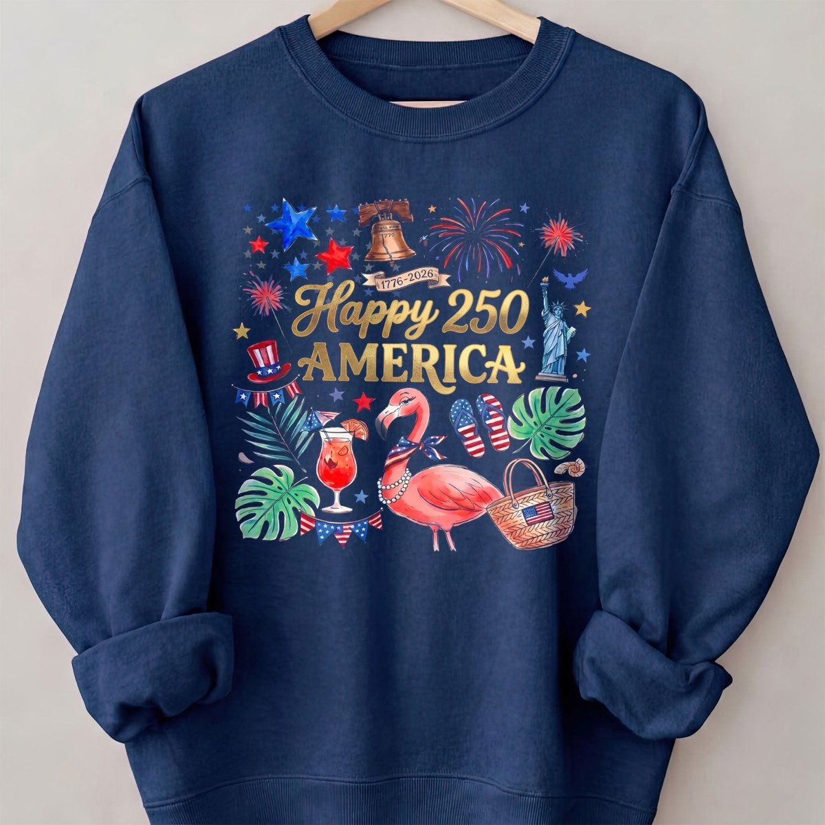 Happy 250 America 1776-2026 Flamingo July 4th Shirt - FlamingoAholic