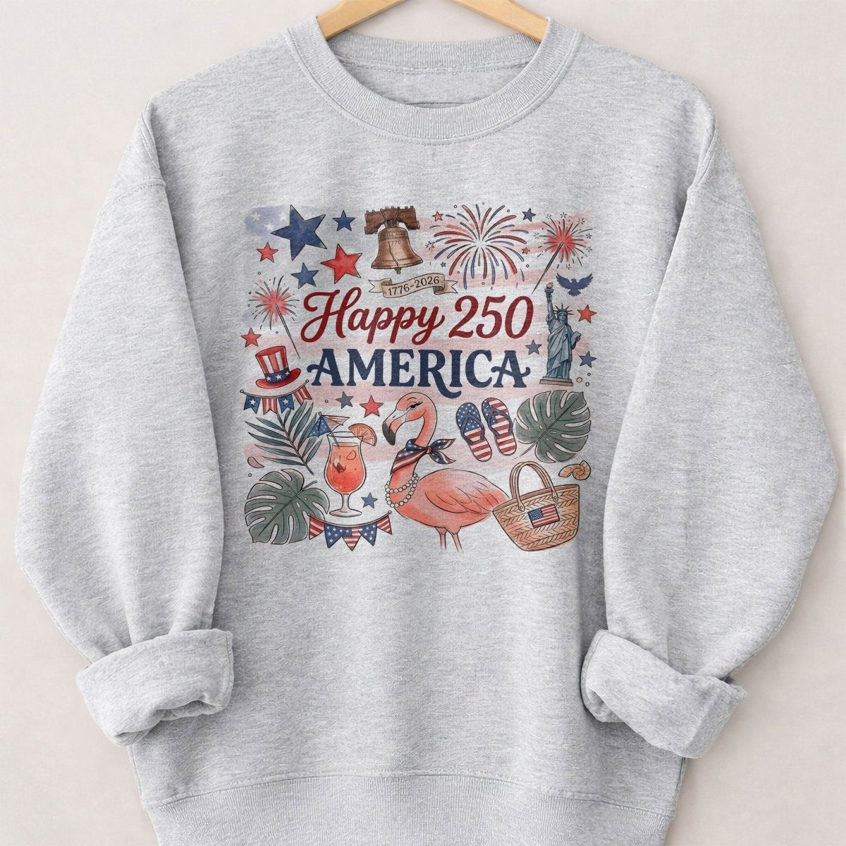 Happy 250 America 1776-2026 Flamingo July 4th Shirt - FlamingoAholic