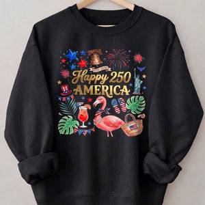 Happy 250 America 1776-2026 Flamingo July 4th Shirt - FlamingoAholic