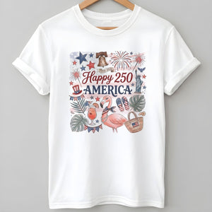 Happy 250 America 1776-2026 Flamingo July 4th Shirt - FlamingoAholic