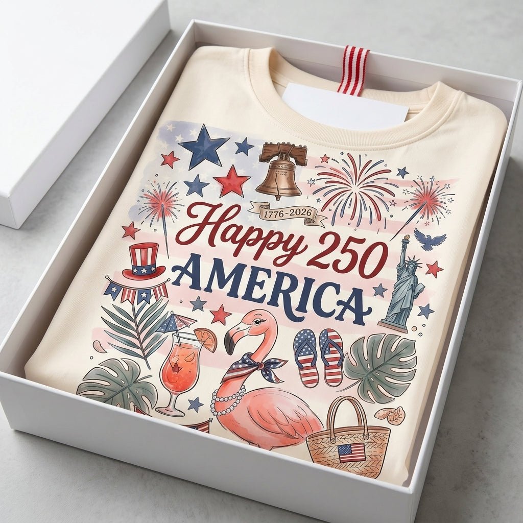 Happy 250 America 1776-2026 Flamingo July 4th Shirt - FlamingoAholic