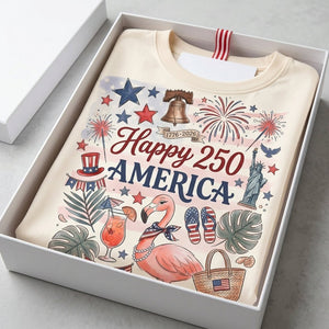 Happy 250 America 1776-2026 Flamingo July 4th Shirt - FlamingoAholic