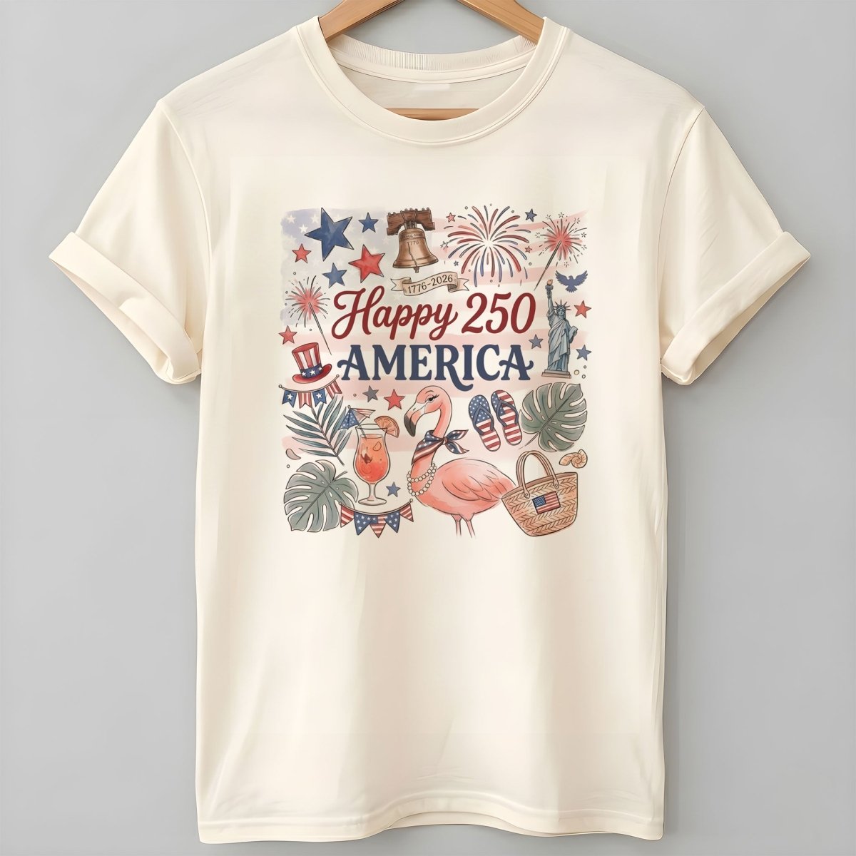 Happy 250 America 1776-2026 Flamingo July 4th Shirt - FlamingoAholic