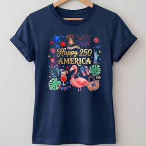 Happy 250 America 1776-2026 Flamingo July 4th Shirt - FlamingoAholic