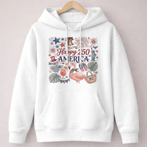 Happy 250 America 1776-2026 Flamingo July 4th Shirt - FlamingoAholic
