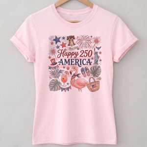 Happy 250 America 1776-2026 Flamingo July 4th Shirt - FlamingoAholic