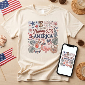 Happy 250 America 1776-2026 Flamingo July 4th Shirt - FlamingoAholic