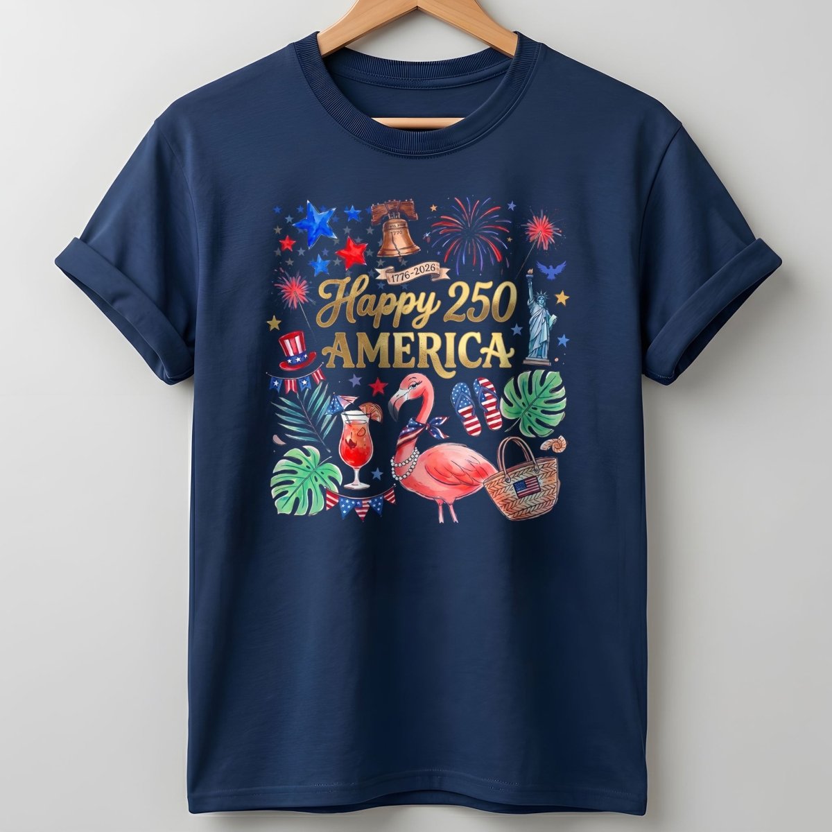 Happy 250 America 1776-2026 Flamingo July 4th Shirt - FlamingoAholic
