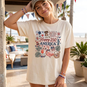 Happy 250 America 1776-2026 Flamingo July 4th Shirt - FlamingoAholic