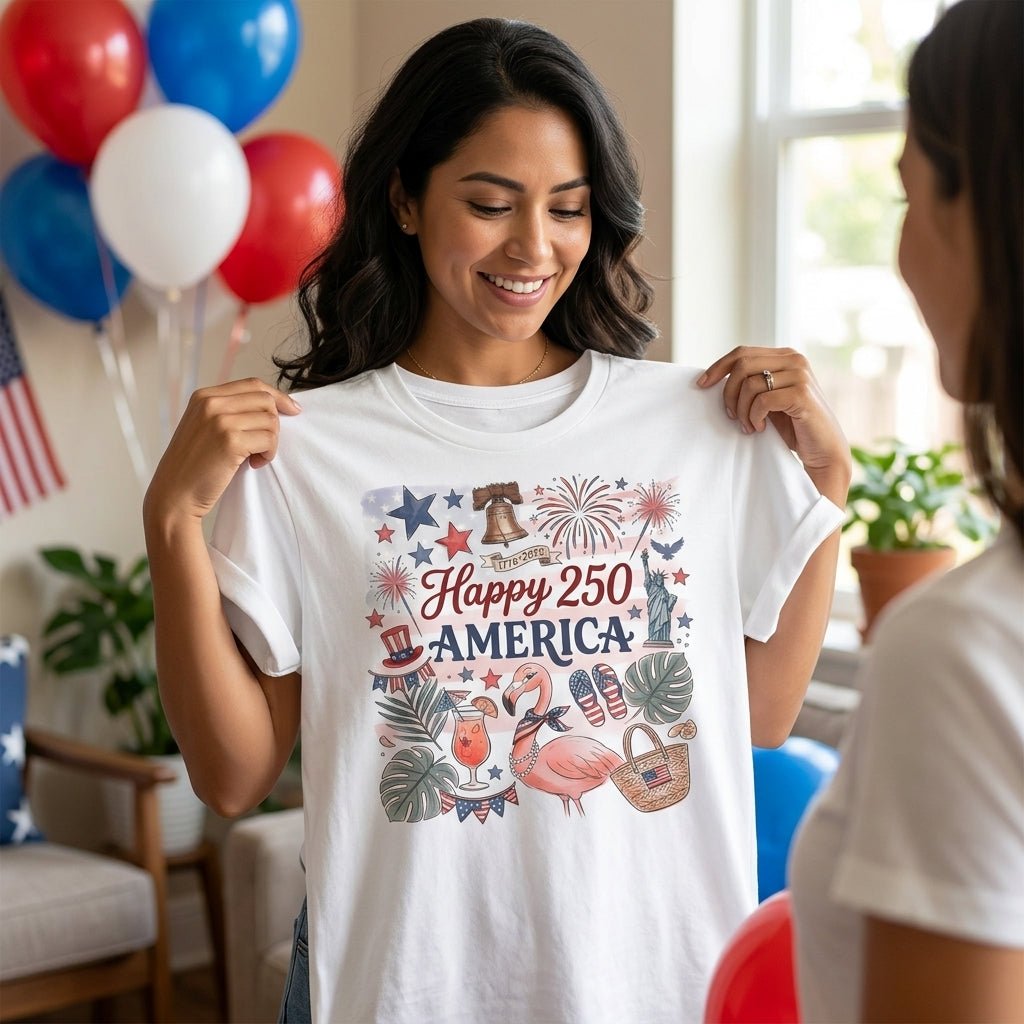 Happy 250 America 1776-2026 Flamingo July 4th Shirt - FlamingoAholic