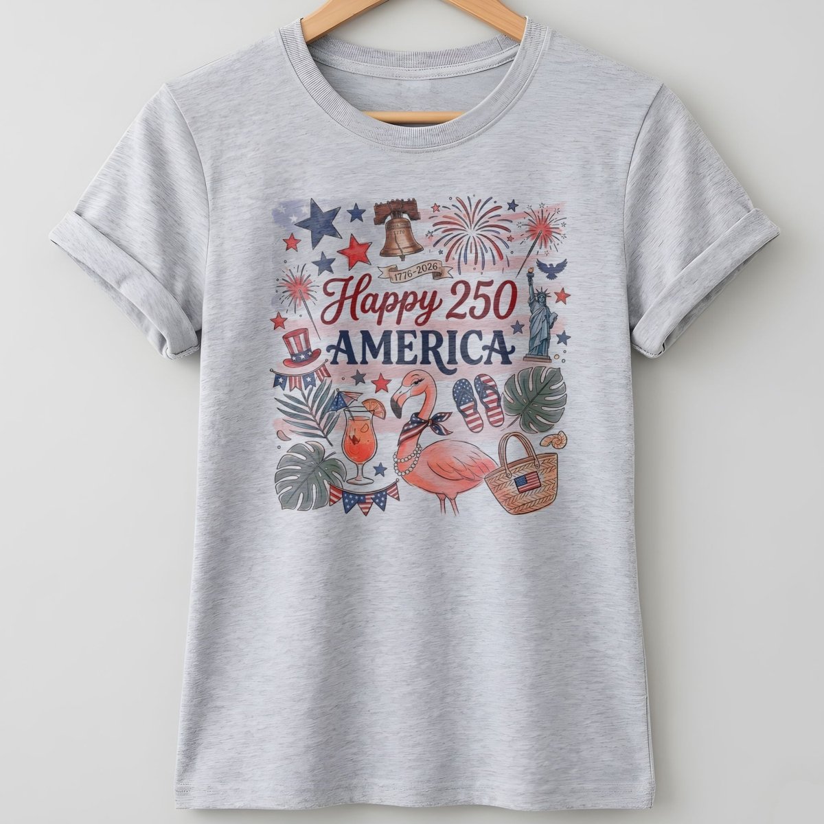Happy 250 America 1776-2026 Flamingo July 4th Shirt - FlamingoAholic