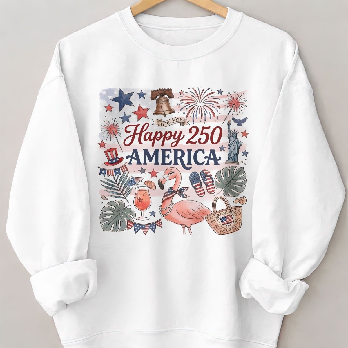 Happy 250 America 1776-2026 Flamingo July 4th Shirt - FlamingoAholic