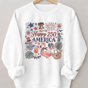 Happy 250 America 1776-2026 Flamingo July 4th Shirt - FlamingoAholic