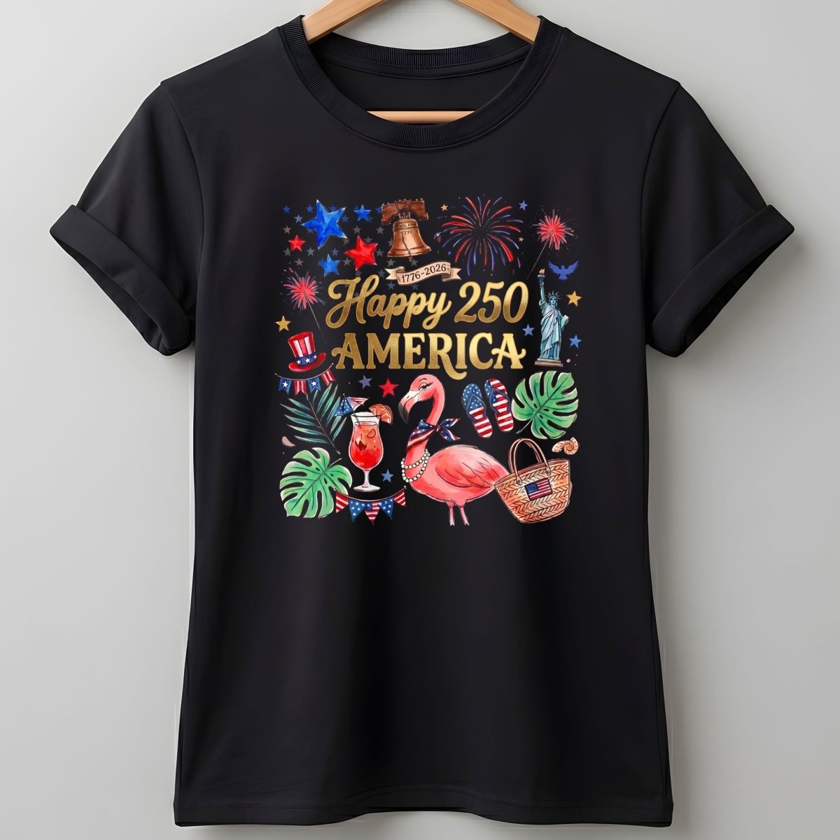 Happy 250 America 1776-2026 Flamingo July 4th Shirt - FlamingoAholic