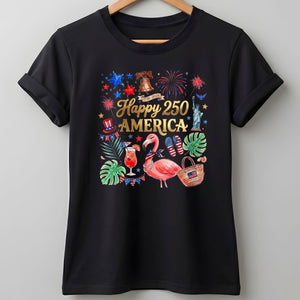 Happy 250 America 1776-2026 Flamingo July 4th Shirt - FlamingoAholic
