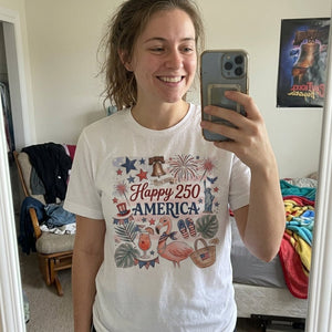 Happy 250 America 1776-2026 Flamingo July 4th Shirt - FlamingoAholic