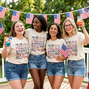 Happy 250 America 1776-2026 Flamingo July 4th Shirt - FlamingoAholic