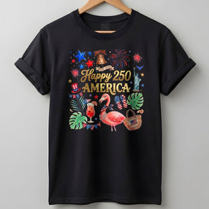 Happy 250 America 1776-2026 Flamingo July 4th Shirt - FlamingoAholic