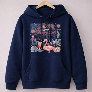 Happy 250 America Patriotic Doodle Flamingo T-Shirt - FlamingoAholic