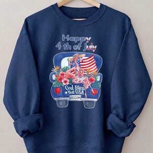 Happy 4th of July God Bless The USA Flamingo Truck Patriotic Shirt - FlamingoAholic