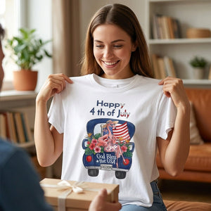 Happy 4th of July God Bless The USA Flamingo Truck Patriotic Shirt - FlamingoAholic