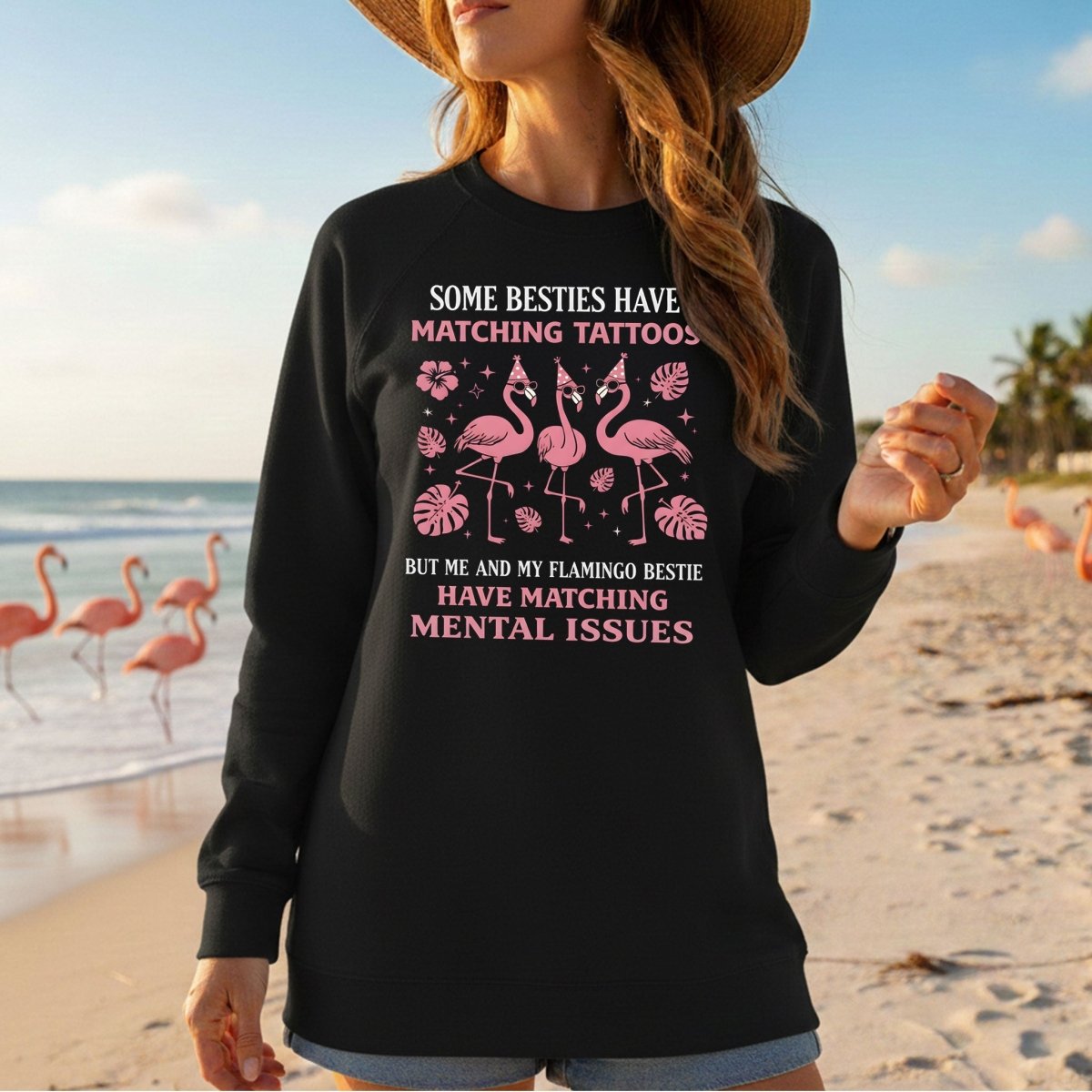 Hilarious Flamingo Bestie Shirt - Funny Matching Mental Issues Friend Gift for Her - FlamingoAholic