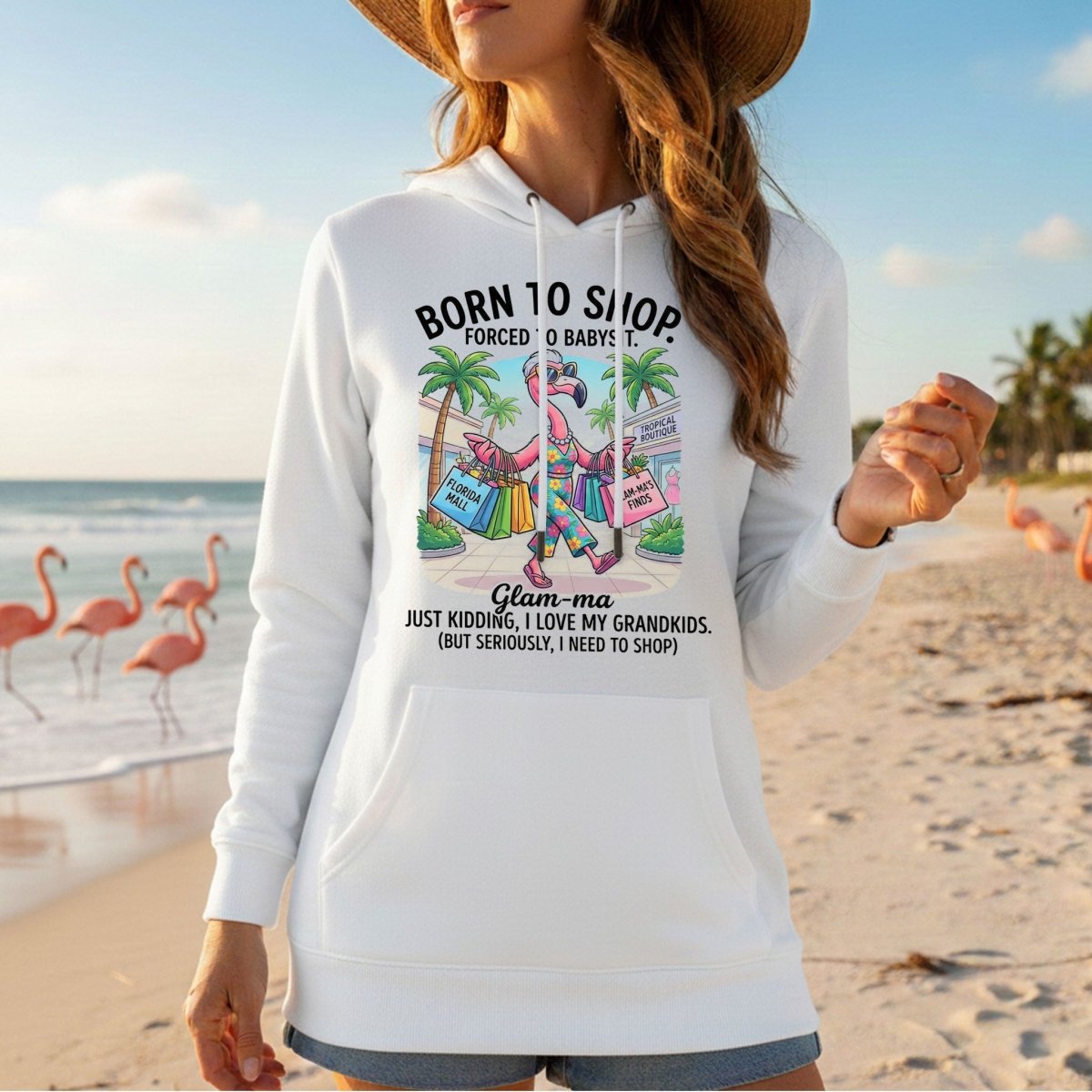 Hilarious Flamingo Glam - ma Shopping T-Shirt - Funny Grandma Gift Idea - FlamingoAholic