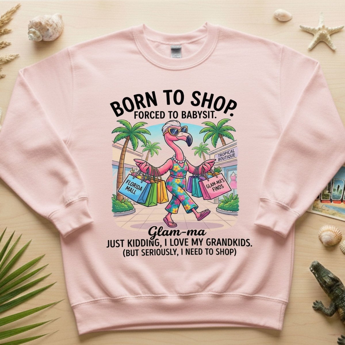 Hilarious Flamingo Glam - ma Shopping T-Shirt - Funny Grandma Gift Idea - FlamingoAholic