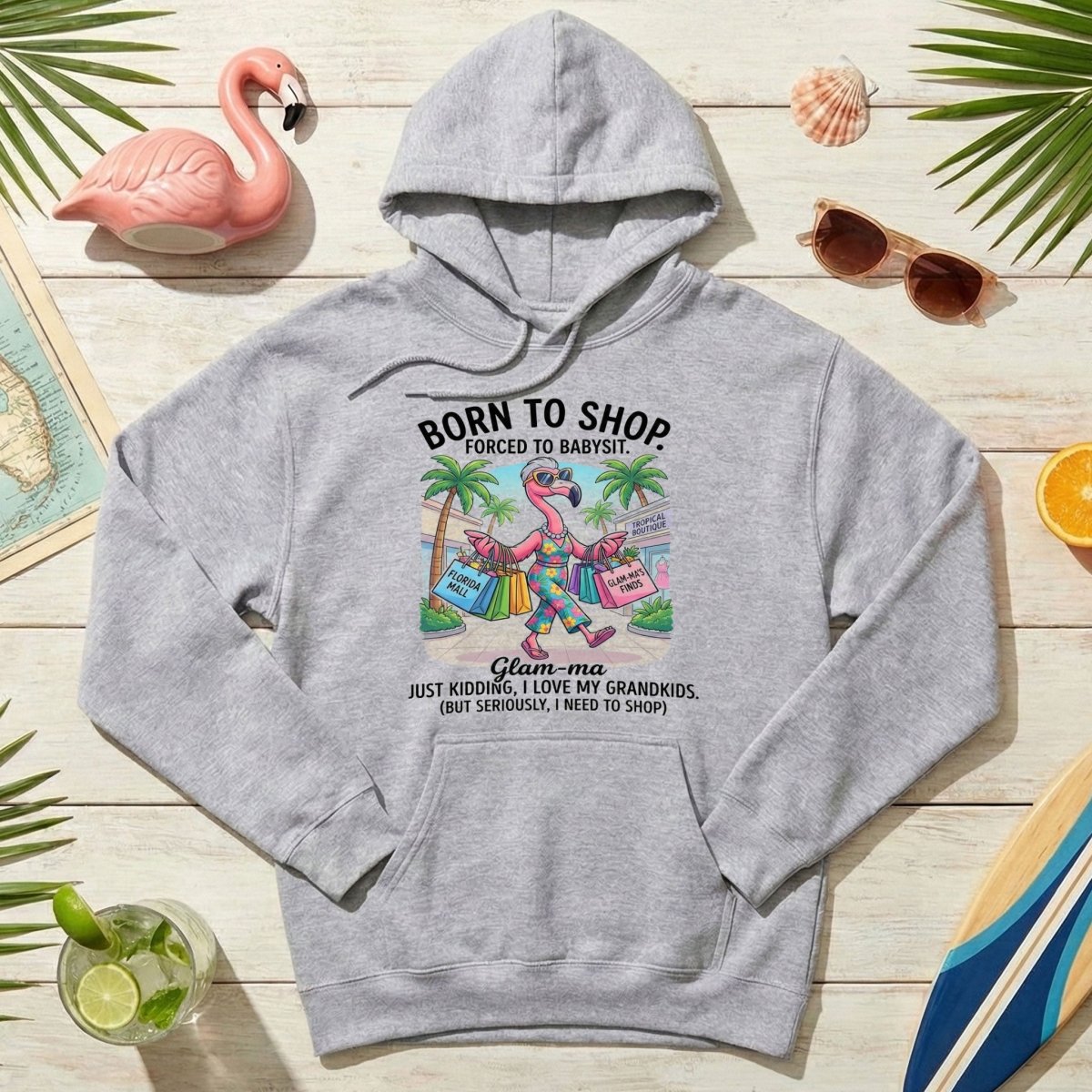 Hilarious Flamingo Glam - ma Shopping T-Shirt - Funny Grandma Gift Idea - FlamingoAholic