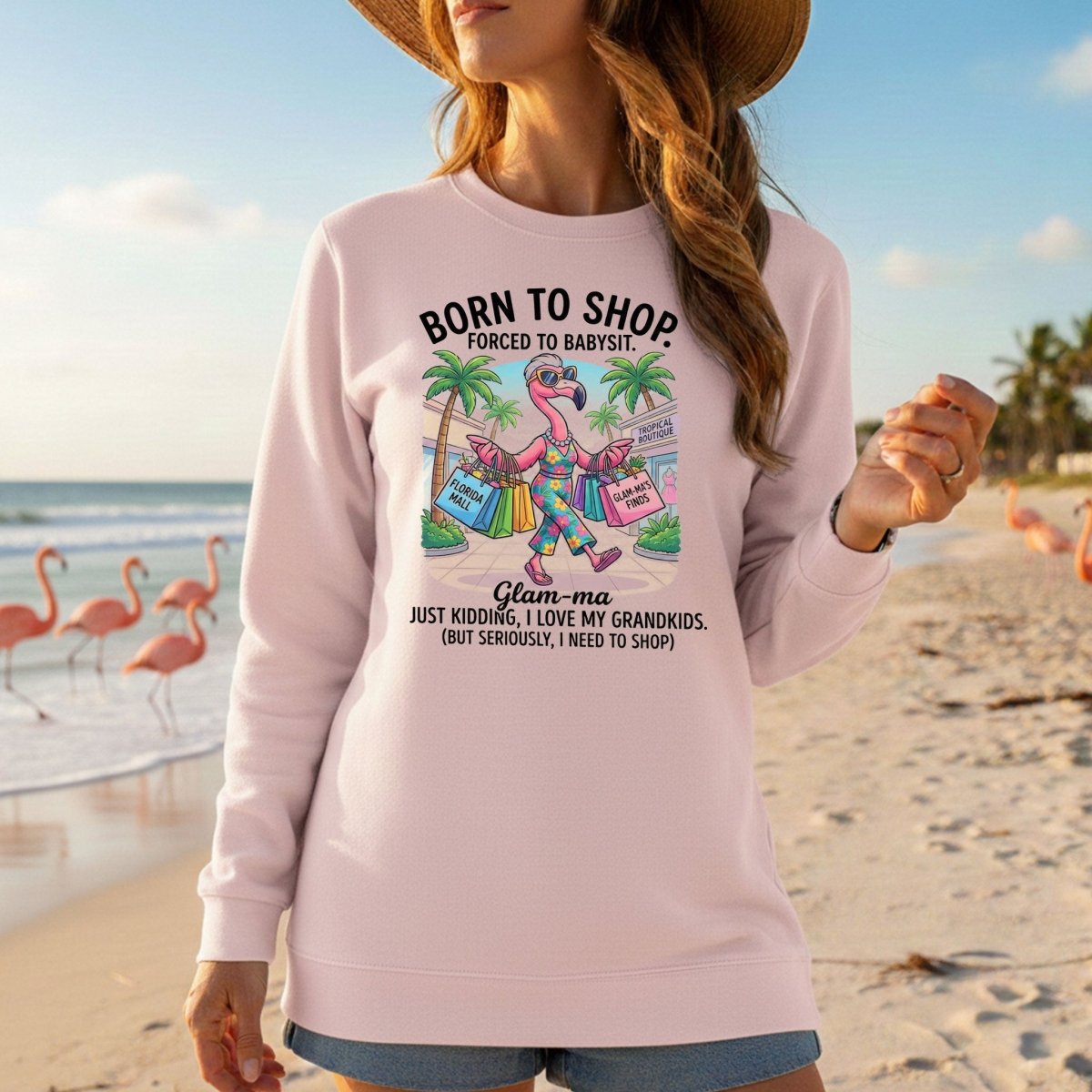 Hilarious Flamingo Glam - ma Shopping T-Shirt - Funny Grandma Gift Idea - FlamingoAholic