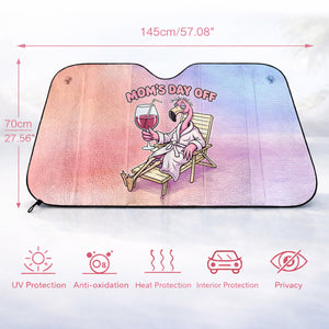 Hilarious Flamingo "Mom's Day Off" Car Sun Shade - Premium Auto Windshield Protector Gift - FlamingoAholic