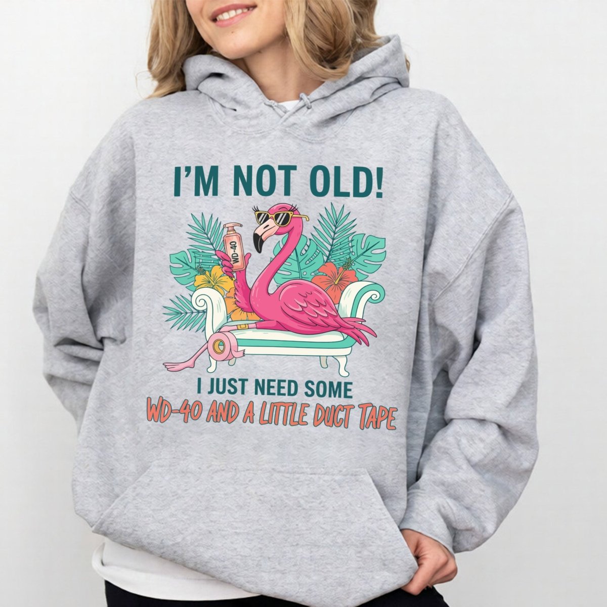 Hilarious Flamingo Quote T-Shirt - I'm Not Old WD - 40 Funny Graphic Tee for Women - FlamingoAholic