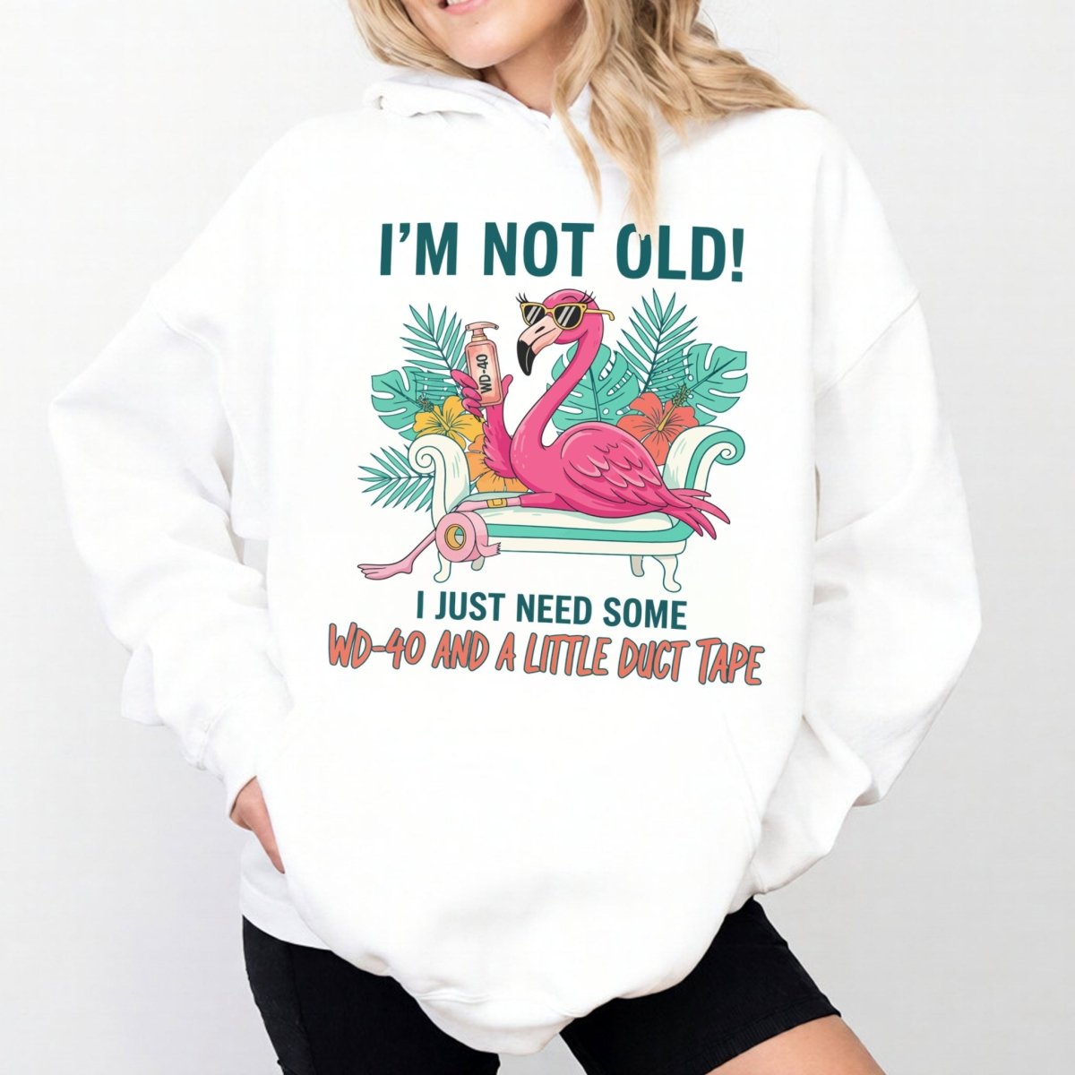 Hilarious Flamingo Quote T-Shirt - I'm Not Old WD - 40 Funny Graphic Tee for Women - FlamingoAholic