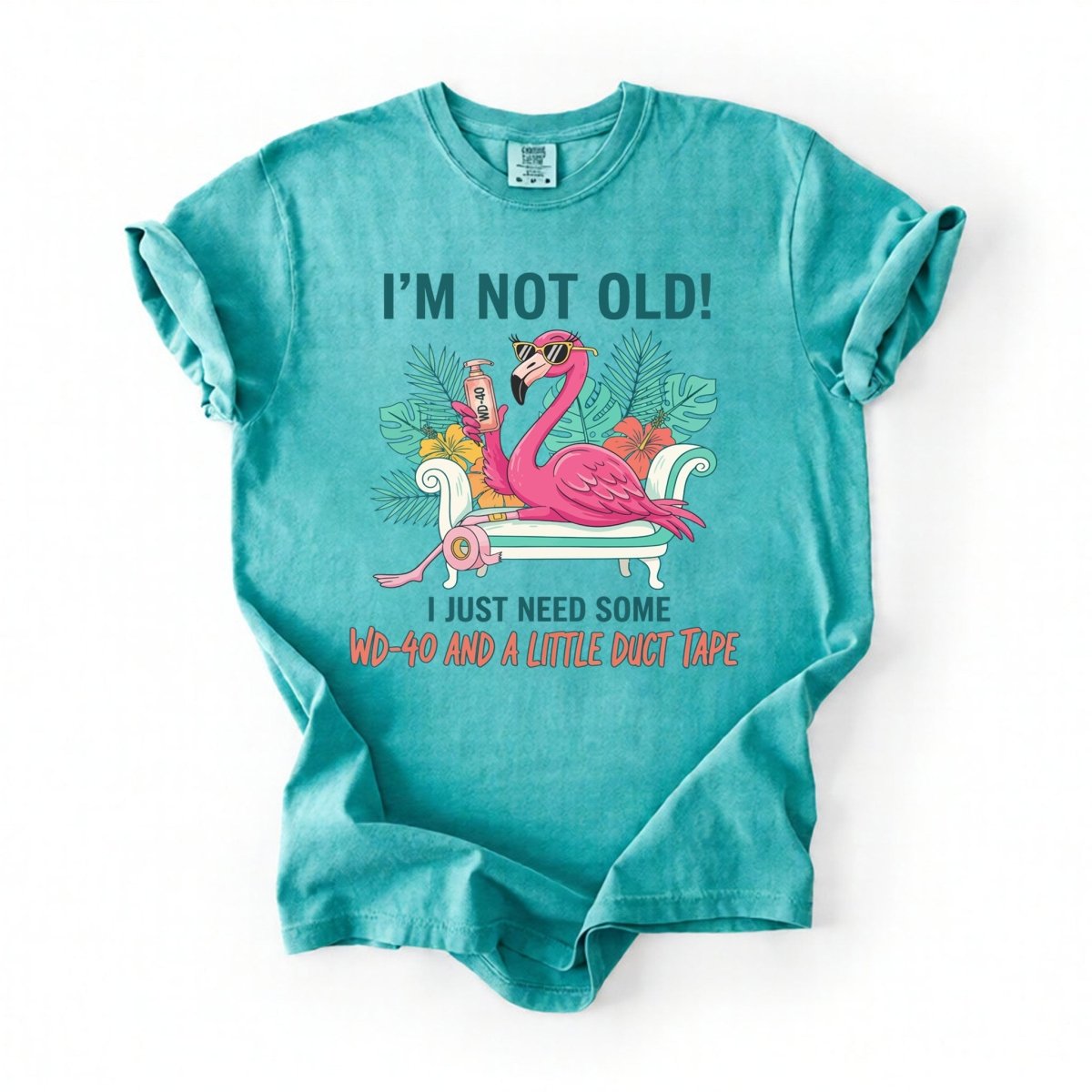 Hilarious Flamingo Quote T-Shirt - I'm Not Old WD - 40 Funny Graphic Tee for Women - FlamingoAholic