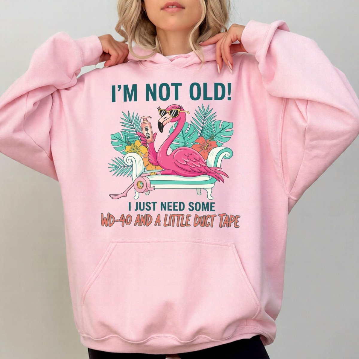 Hilarious Flamingo Quote T-Shirt - I'm Not Old WD - 40 Funny Graphic Tee for Women - FlamingoAholic
