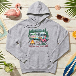 Hilarious Flamingo RV Camping T-Shirt - "Camping Hair, Don't Care" Trip Tee - FlamingoAholic