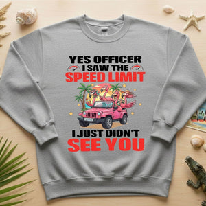 Hilarious Flamingo Speeding T-Shirt - Sarcastic Tropical Jeep Graphic Tee - FlamingoAholic