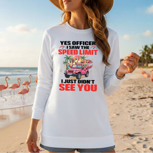 Hilarious Flamingo Speeding T-Shirt - Sarcastic Tropical Jeep Graphic Tee - FlamingoAholic