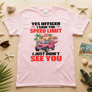 Hilarious Flamingo Speeding T-Shirt - Sarcastic Tropical Jeep Graphic Tee - FlamingoAholic