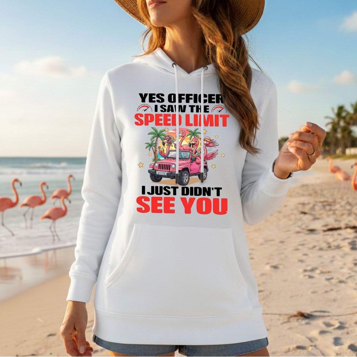 Hilarious Flamingo Speeding T-Shirt - Sarcastic Tropical Jeep Graphic Tee - FlamingoAholic