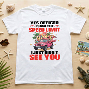 Hilarious Flamingo Speeding T-Shirt - Sarcastic Tropical Jeep Graphic Tee - FlamingoAholic