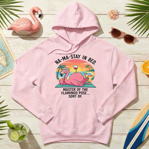 Hilarious "Na - Ma - Stay in Bed" Flamingo Yoga Shirt - Funny Self - Care Graphic Tee for Women - FlamingoAholic