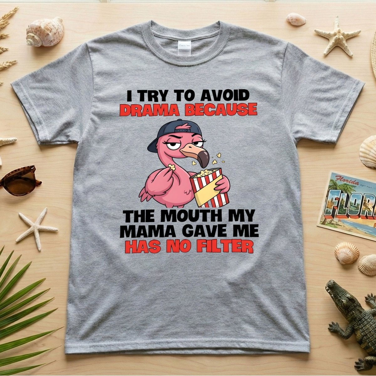 Hilarious "No Filter" Flamingo T-Shirt for Women - Sarcastic Quote Drama Tee - FlamingoAholic