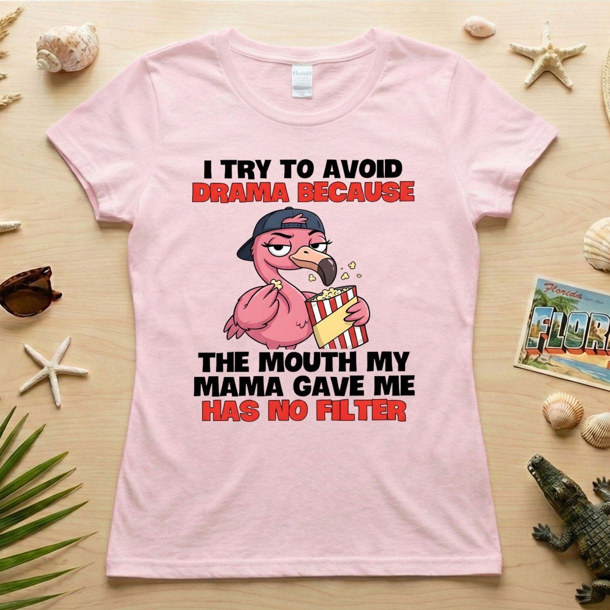 Hilarious "No Filter" Flamingo T-Shirt for Women - Sarcastic Quote Drama Tee - FlamingoAholic