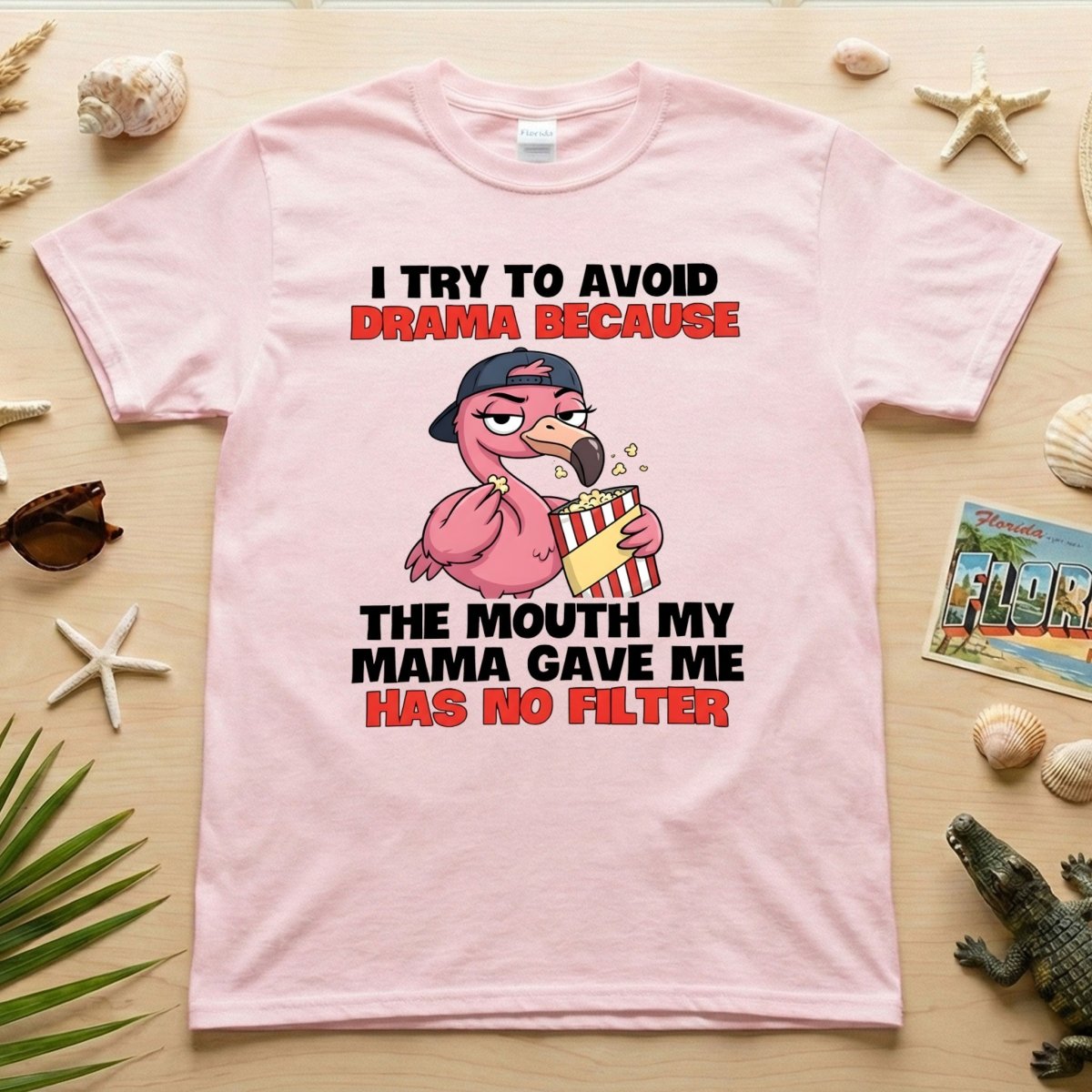 Hilarious "No Filter" Flamingo T-Shirt for Women - Sarcastic Quote Drama Tee - FlamingoAholic