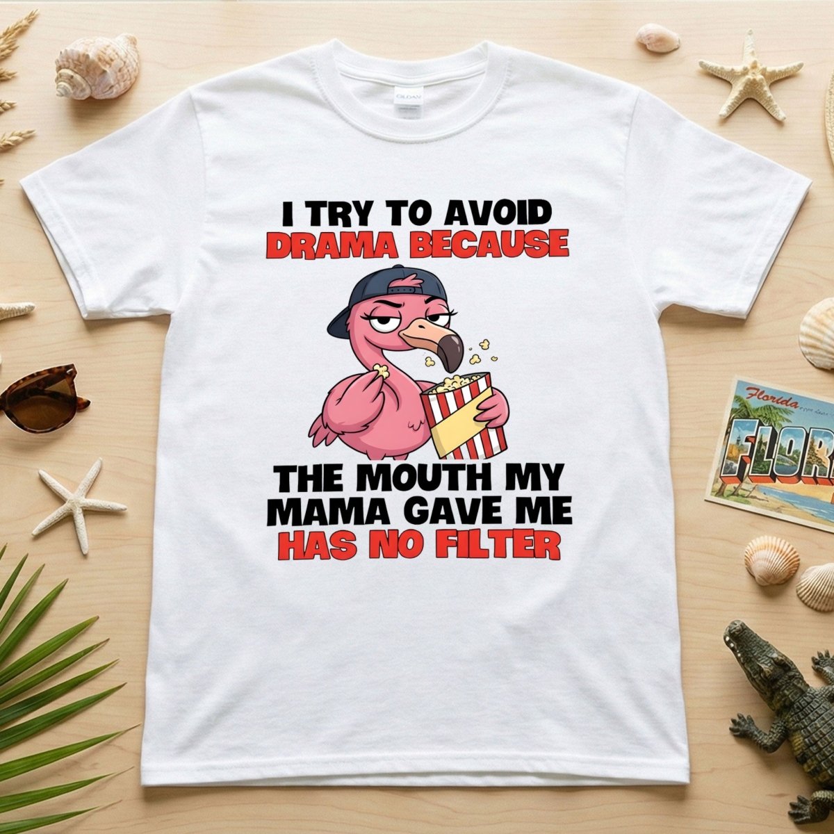 Hilarious "No Filter" Flamingo T-Shirt for Women - Sarcastic Quote Drama Tee - FlamingoAholic